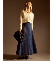 1. STATE Denim A-Line Maxi Skirt