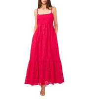 1. STATE Eyelet Square Neck Sleeveless Square Maxi A-Line Dress