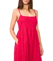 1. STATE Eyelet Square Neck Sleeveless Square Maxi A-Line Dress