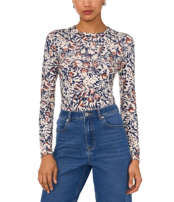 1. STATE Floral Print Crew Neck Long Sleeve Top