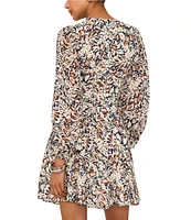 1. STATE Floral Print V-Neck Long Sleeve A-Line Dress