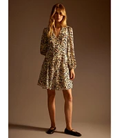 1. STATE Floral Print V-Neck Long Sleeve A-Line Dress