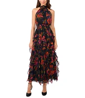 1. STATE Flounce Cascading Floral Bouquet Print Maxi Dress