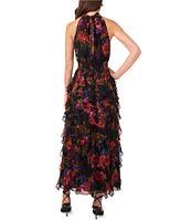 1. STATE Flounce Cascading Floral Bouquet Print Maxi Dress