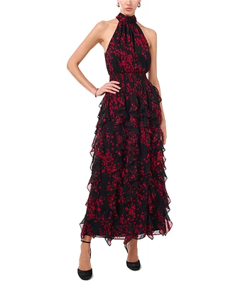 1. STATE Flounce Cascading Floral Print Maxi Dress