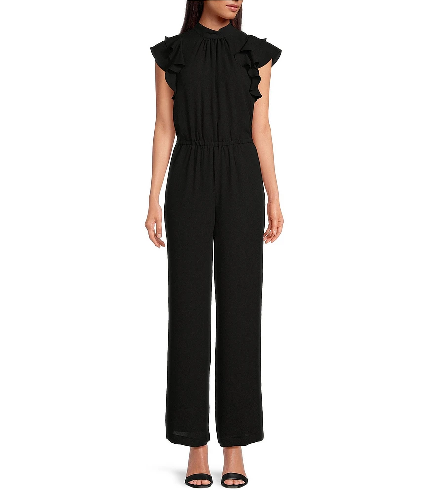 1. STATE Flutter Sleeve Mock Neck Ruffle Jumpsuit