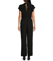 1. STATE Flutter Sleeve Mock Neck Ruffle Jumpsuit