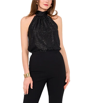 1. STATE Halter Neck Sleeveless Tie Back Blouse