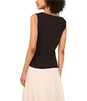 1. STATE Knit Boat Neck Sleeveless Ruched Top