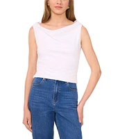 1. STATE Knit Boat Neck Sleeveless Ruched Top
