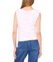 1. STATE Knit Boat Neck Sleeveless Ruched Top