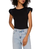 1. STATE Knit Crew Neckline Short Tulip Sleeve Tee