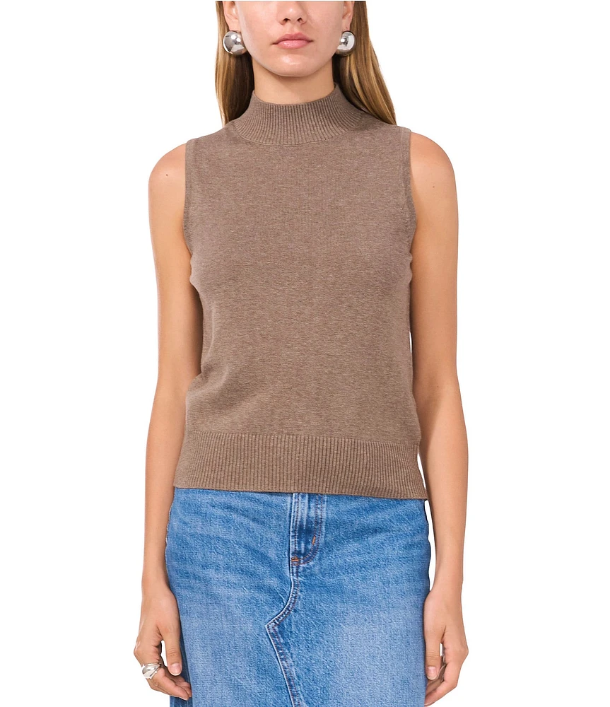 1. STATE Knit Ribbed Mock Neck Sleeveless Sweater