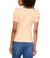 1. STATE Knotted Crew Neck Short Puff Sleeve Top