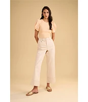 1. STATE Knotted Crew Neck Short Puff Sleeve Top