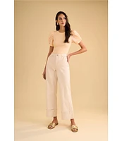 1. STATE Knotted Crew Neck Short Puff Sleeve Top