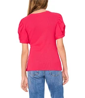 1. STATE Knotted Crew Neck Short Puff Sleeve Top