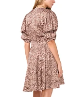 1. STATE Leopard Print Bubble Sleeve Mini Dress