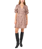 1. STATE Leopard Print Bubble Sleeve Mini Dress