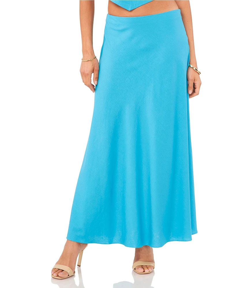 1. STATE Linen Blend Bias Cut A-Line Coordinating Maxi Skirt