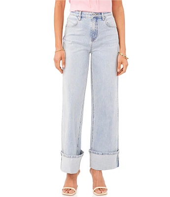 1. STATE Mid Rise Wide Leg Roll Cuff Denim Jeans