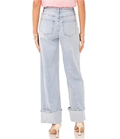 1. STATE Mid Rise Wide Leg Roll Cuff Denim Jeans