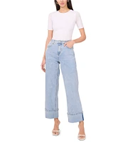 1. STATE Mid Rise Wide Leg Roll Cuff Denim Jeans
