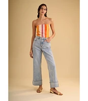 1. STATE Mid Rise Wide Leg Roll Cuff Denim Jeans