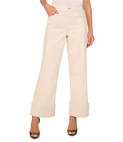 1. STATE Mid Rise Wide Leg Roll Cuff Denim Jeans