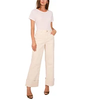1. STATE Mid Rise Wide Leg Roll Cuff Denim Jeans