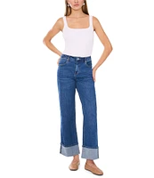 1. STATE Mid Rise Wide Leg Roll Cuff Denim Jeans