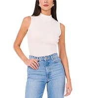 1. STATE Mock Neck Sleeveless Ribbed Blouse