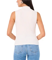 1. STATE Mock Neck Sleeveless Ribbed Blouse