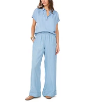 1. STATE Point Collar Short Sleeve Blouse