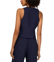 1. STATE Rumple Button Front V-Neck Coordinating Sleeveless Vest