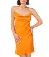 1. STATE Sleeveless Satin Tie Back Cowl Neck Slip Dress