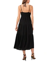 1. STATE Sleeveless Strappy V-Neck Heavy Crepe A-Line Maxi Dress