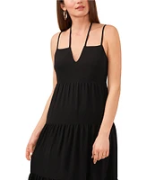 1. STATE Sleeveless Strappy V-Neck Heavy Crepe A-Line Maxi Dress