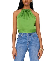 1. STATE Sleeveless Tie Back Halter Neck Satin Top