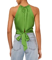 1. STATE Sleeveless Tie Back Halter Neck Satin Top