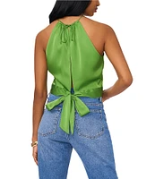 1. STATE Sleeveless Tie Back Halter Neck Satin Top