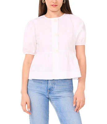 1. STATE Round Neckline Short Sleeve Peplum Top