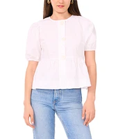 1. STATE Round Neckline Short Sleeve Peplum Top