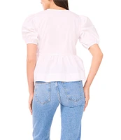 1. STATE Round Neckline Short Sleeve Peplum Top