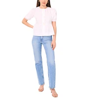 1. STATE Round Neckline Short Sleeve Peplum Top