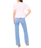 1. STATE Round Neckline Short Sleeve Peplum Top