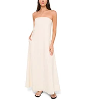 1. STATE Strapless Linen Blend Smocked Back Pocketed A-Line Dress