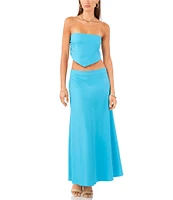 1. STATE Strapless Tie Back Coordinating Cropped Linen Blend Triangle Top