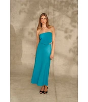 1. STATE Strapless Tie Back Coordinating Cropped Linen Blend Triangle Top