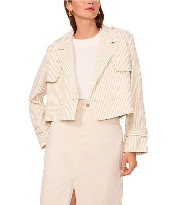 1. STATE Striped Double Breasted Long Sleeve Lapel Jacket